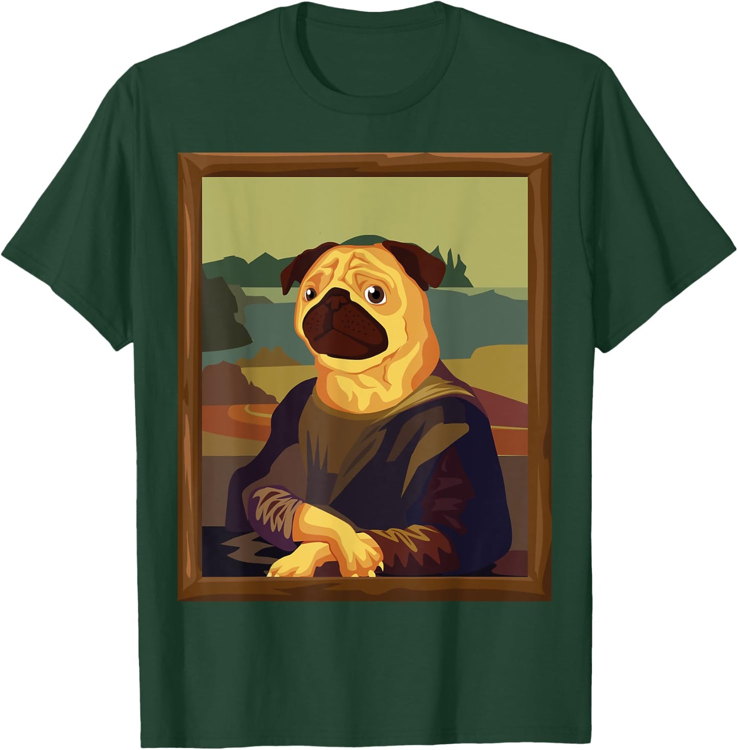 Funny Mona Lisa Pug Art Parody T-Shirt - T-Shirt | Forest