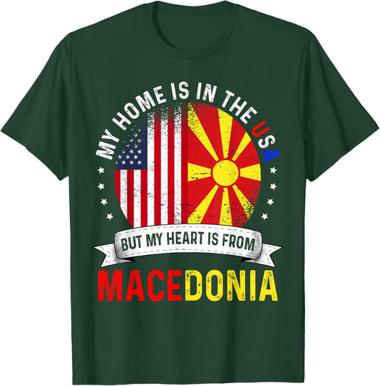 Macedonian American Patriot Heart is from Macedonia Flag T-Shirt - T-Shirt | Forest