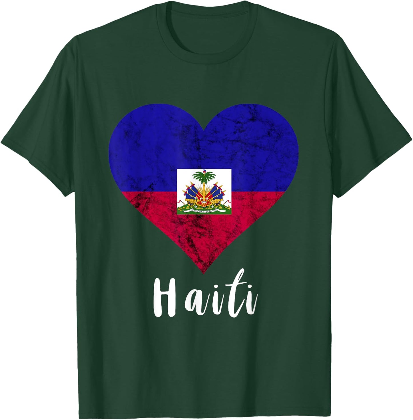 Haitian Root Heart Haiti Haitians Flag Pride T-Shirt - T-Shirt | Forest