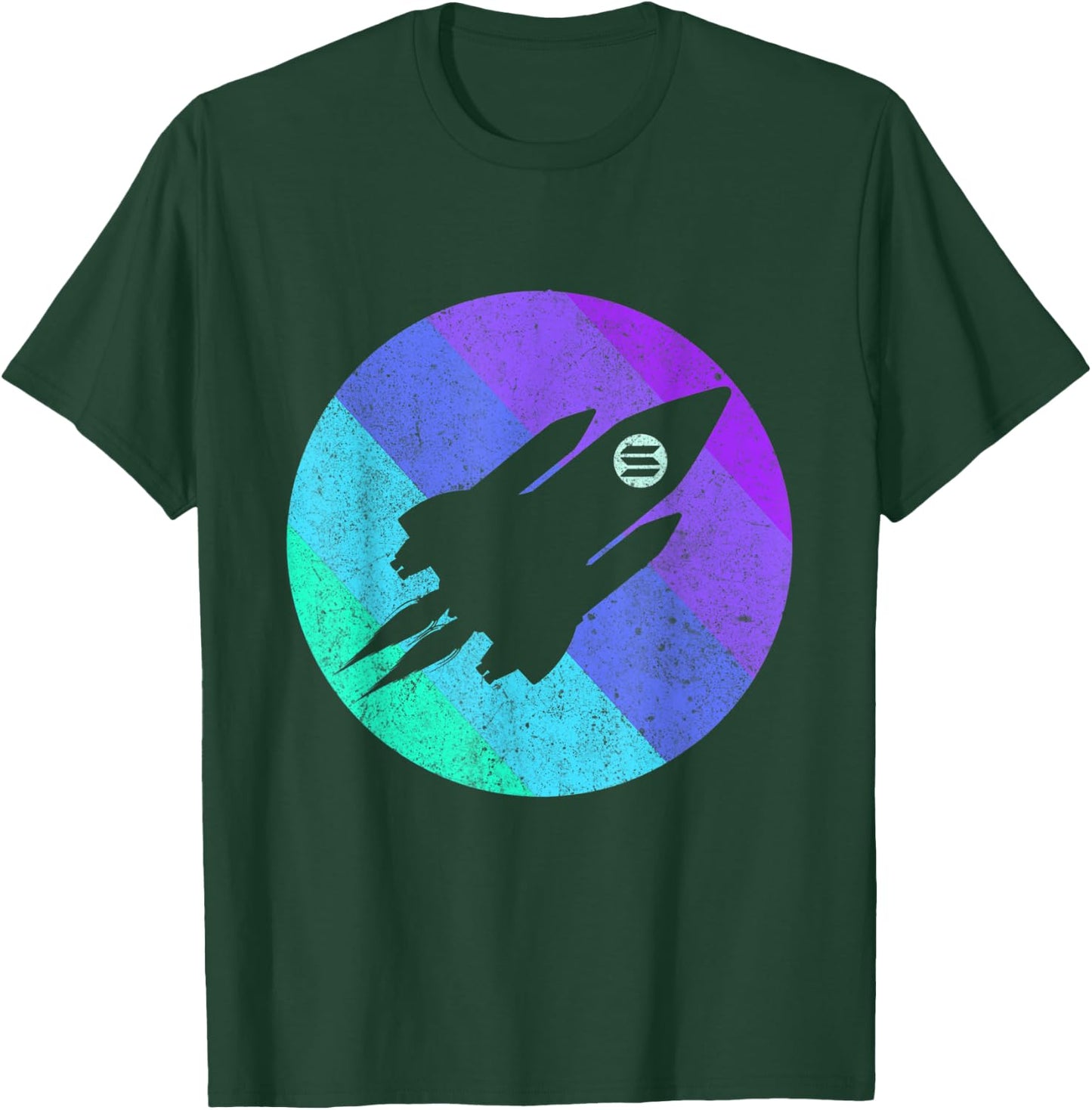 Solana To The Moon SOL Crypto Coin Spaceship | Retro Solana T-Shirt - T-Shirt | Forest