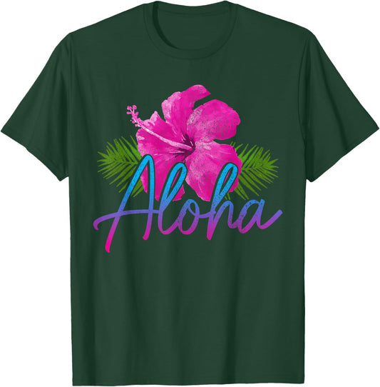 Hawaii Aloha Hibiscus Hawaiian Islands Surfer Souvenir T-Shirt - T-Shirt | Forest
