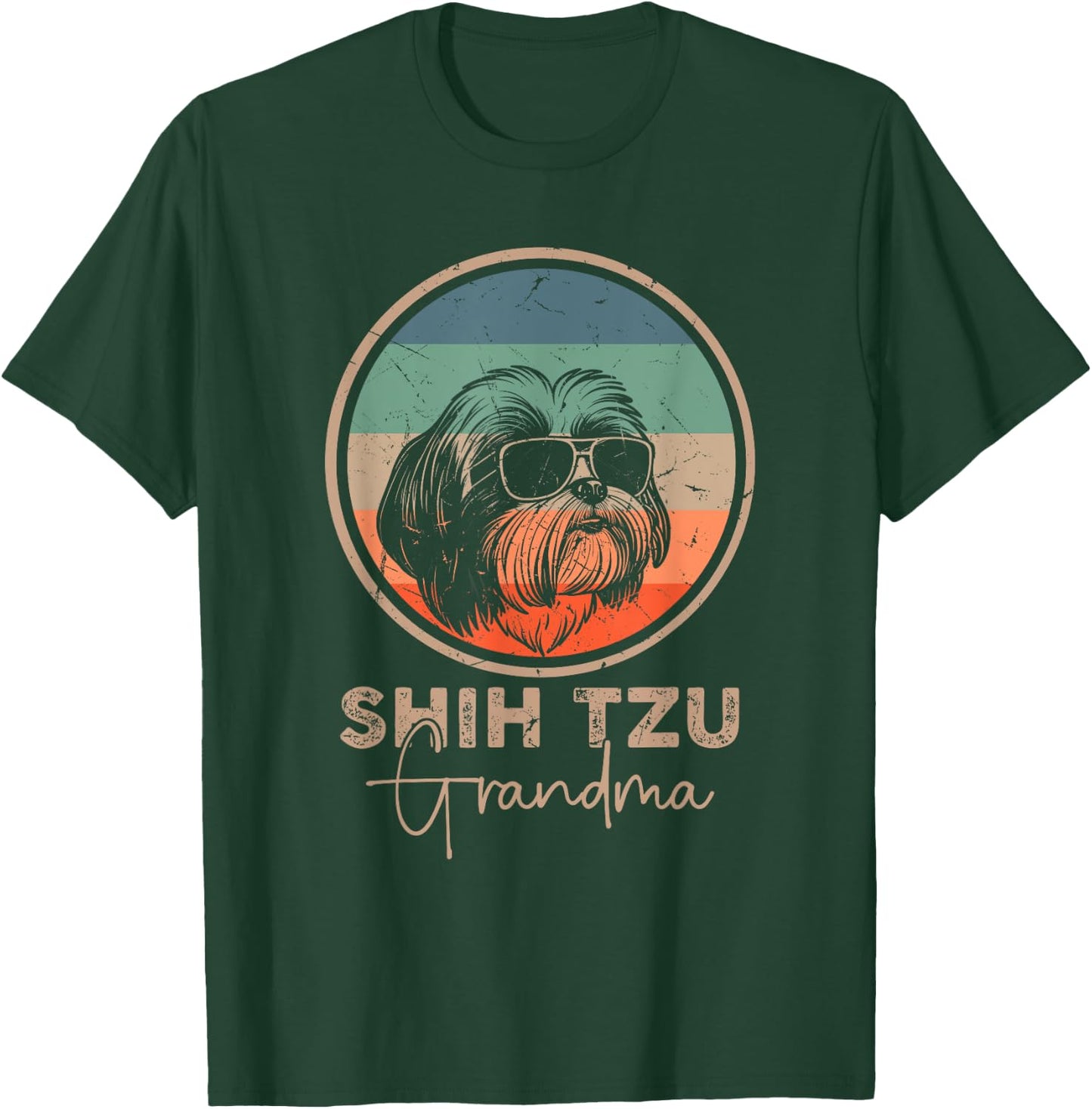 Vintage Shih Tzu Grandma Dog Lover Owner Women Mothers Day T-Shirt - T-Shirt | Forest