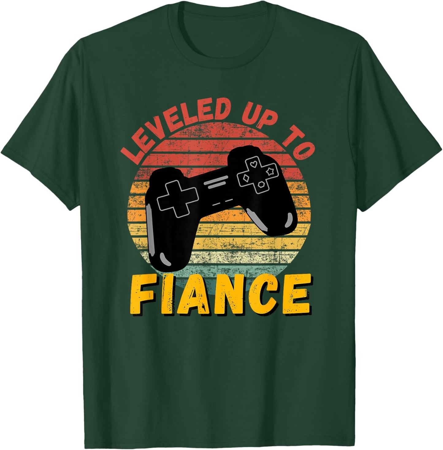 Leveled Up To Fiance Funny Gaming Newly Engaged Couple Gift T-Shirt - T-Shirt | Forest