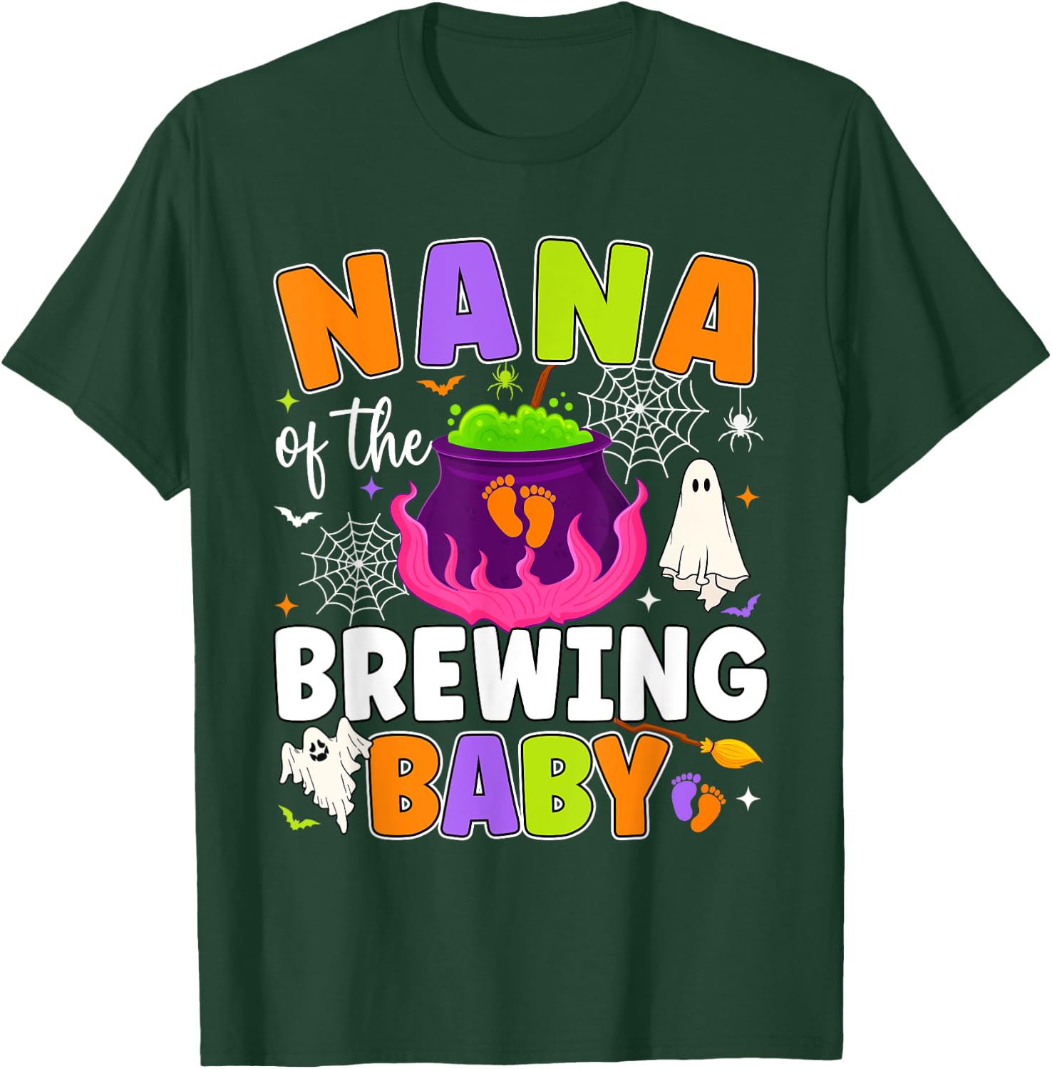 Nana of the Brewing Baby Halloween Theme Baby Shower Spooky T-Shirt - T-Shirt | Forest