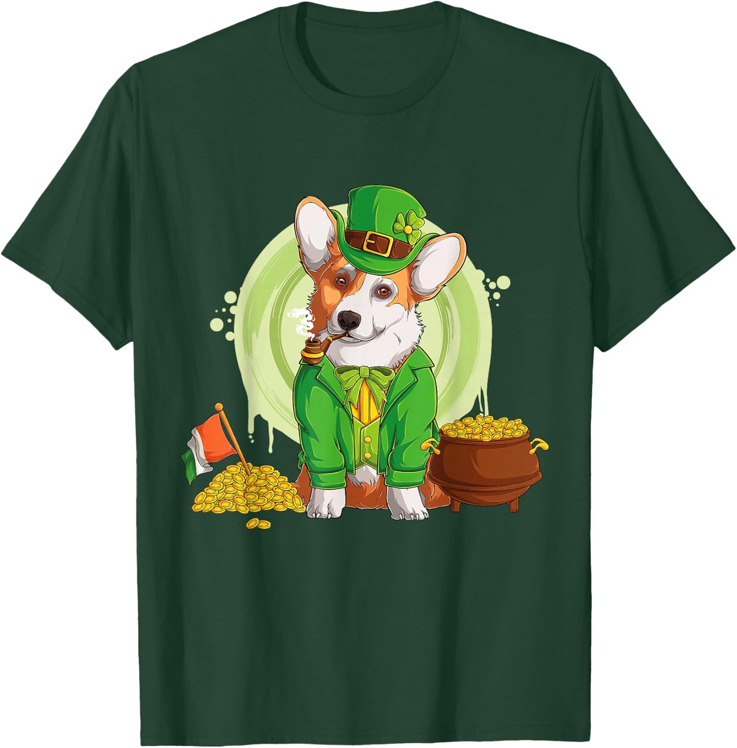 Welsh Corgi Dog Leprechaun Hat Irish Flag | St Patricks Day Women Kids T-Shirt - T-Shirt | Forest