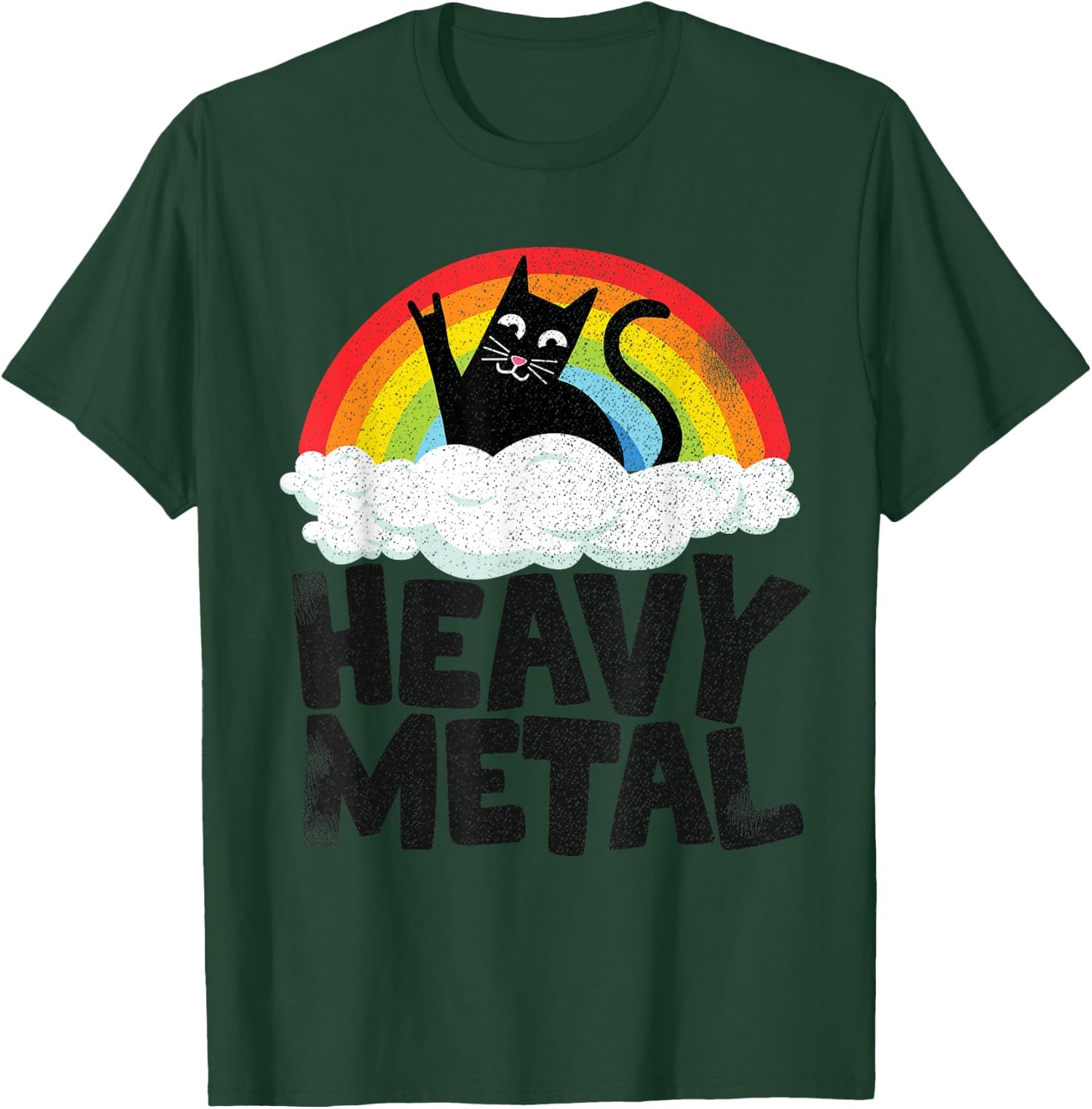 Heavy Metal Cat Rainbow Retro Kids Goth Funny Death Metal T-Shirt - T-Shirt | Forest