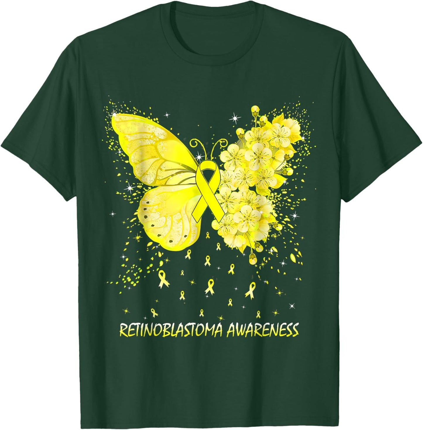 Butterfly Retinoblastoma Awareness Ribbon T-Shirt - T-Shirt | Forest