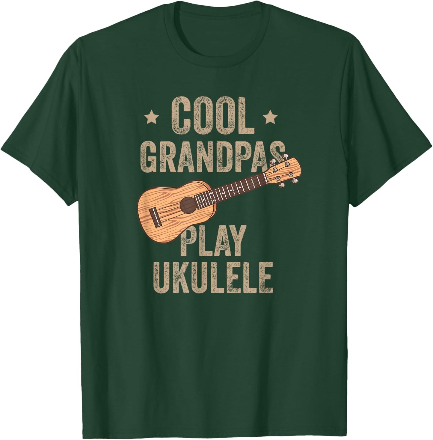 Cool Grandpas Play Ukulele Ukulele Music Guitar T-Shirt - T-Shirt | Forest