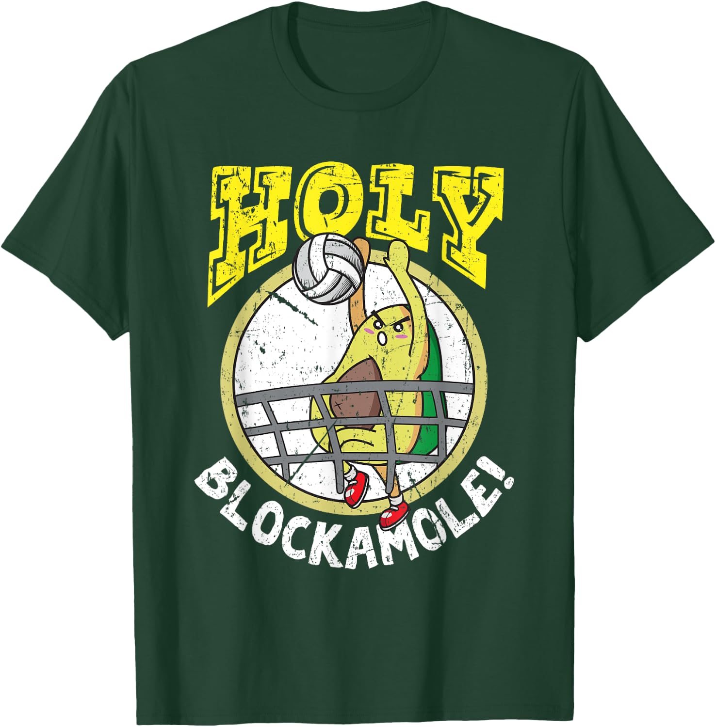 Holy Blockamole Funny Volleyball Block Avocado Design T-Shirt - T-Shirt | Forest