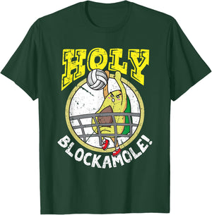 Holy Blockamole Funny Volleyball Block Avocado Design T-Shirt - T-Shirt | Forest