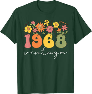 1968 Vintage Floral 55th Birthday Women Girls Wildflower T-Shirt - T-Shirt | Forest