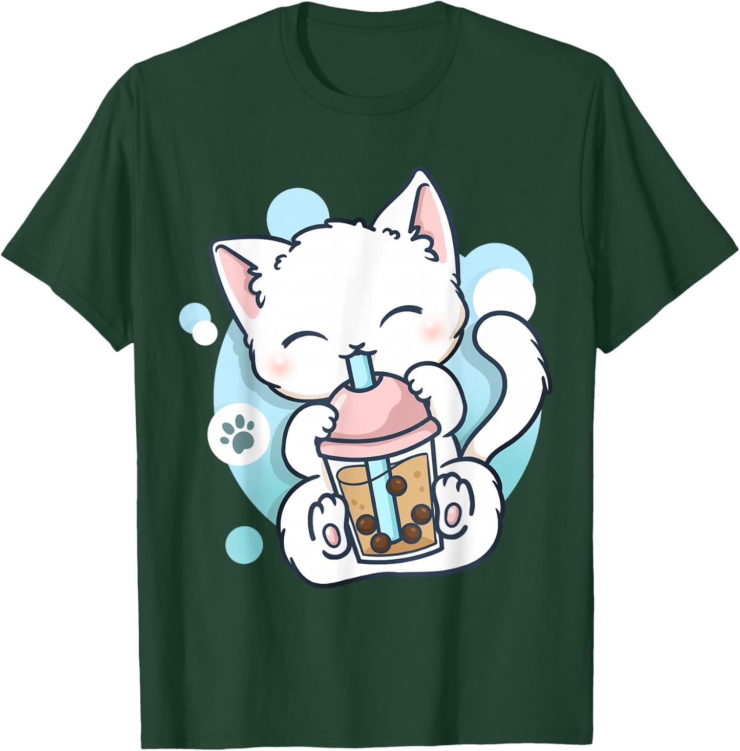 Cat Boba Tea Bubble Tea Anime Kawaii Neko T-Shirt - T-Shirt | Forest