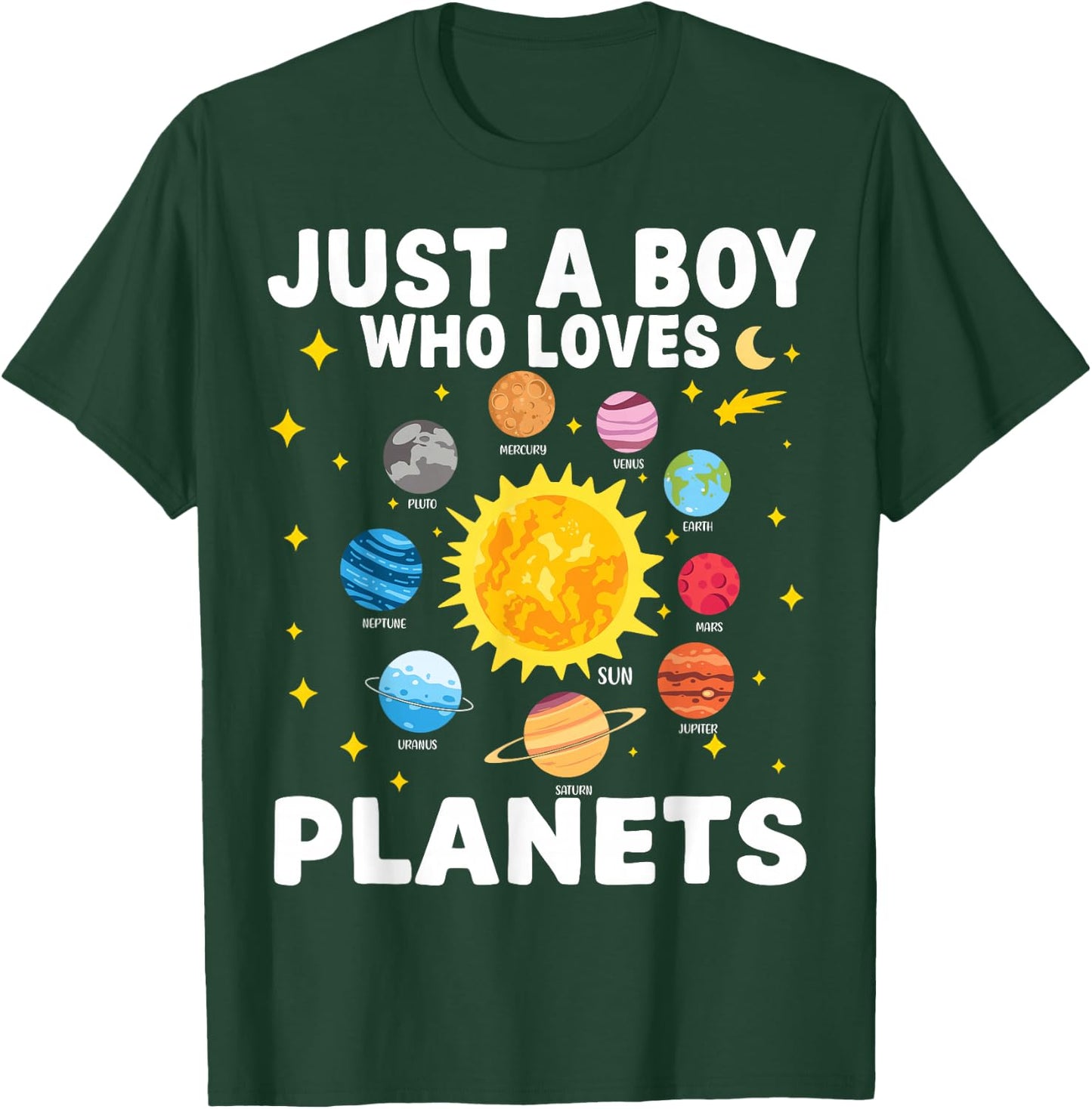 Just A Boy Who Loves Planets Solar System Space Lover Kids T-Shirt - T-Shirt | Forest