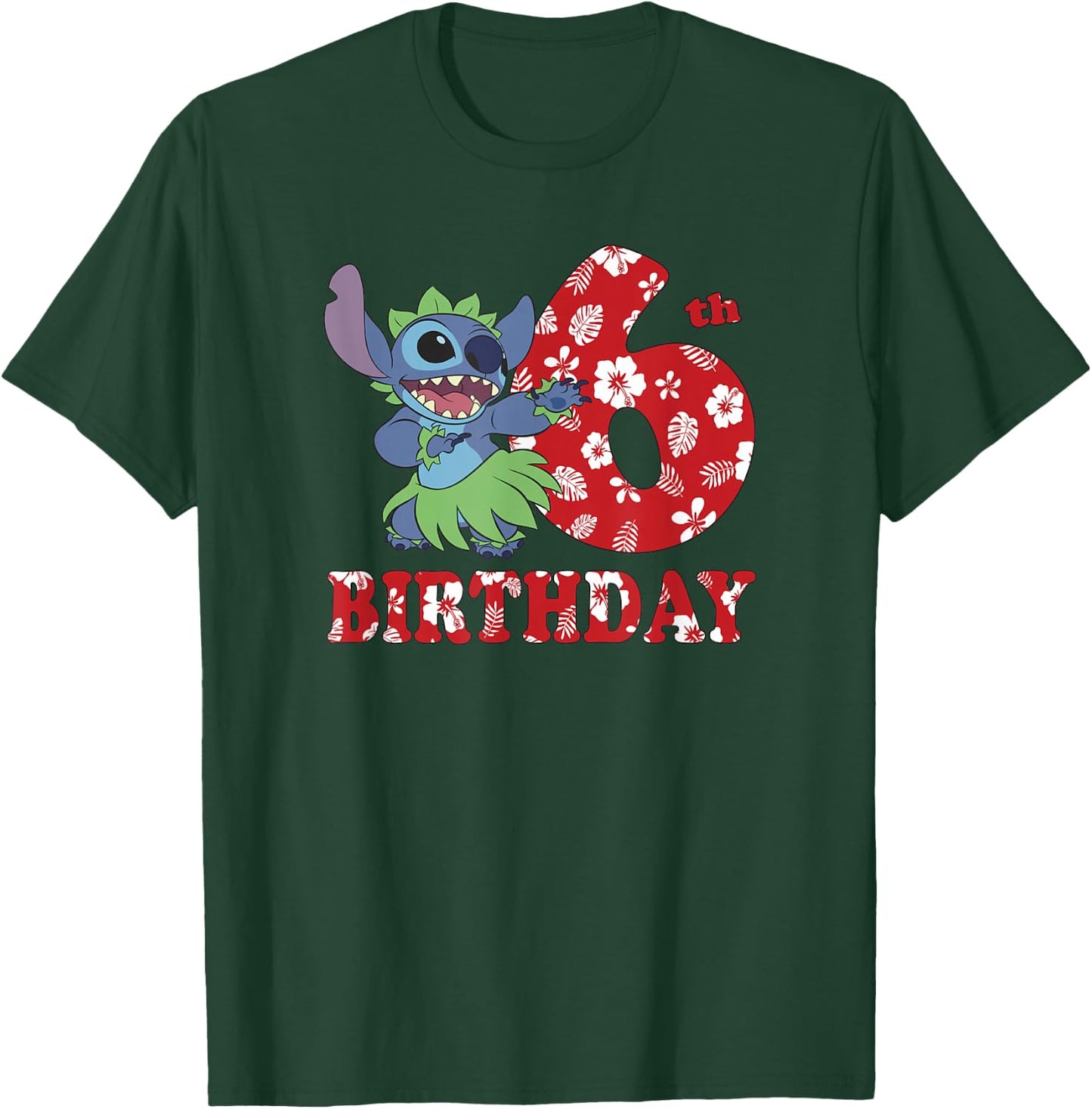 Disney Lilo & Stitch 6th Birthday Stitch Hula Dancer T-Shirt - T-Shirt | Forest