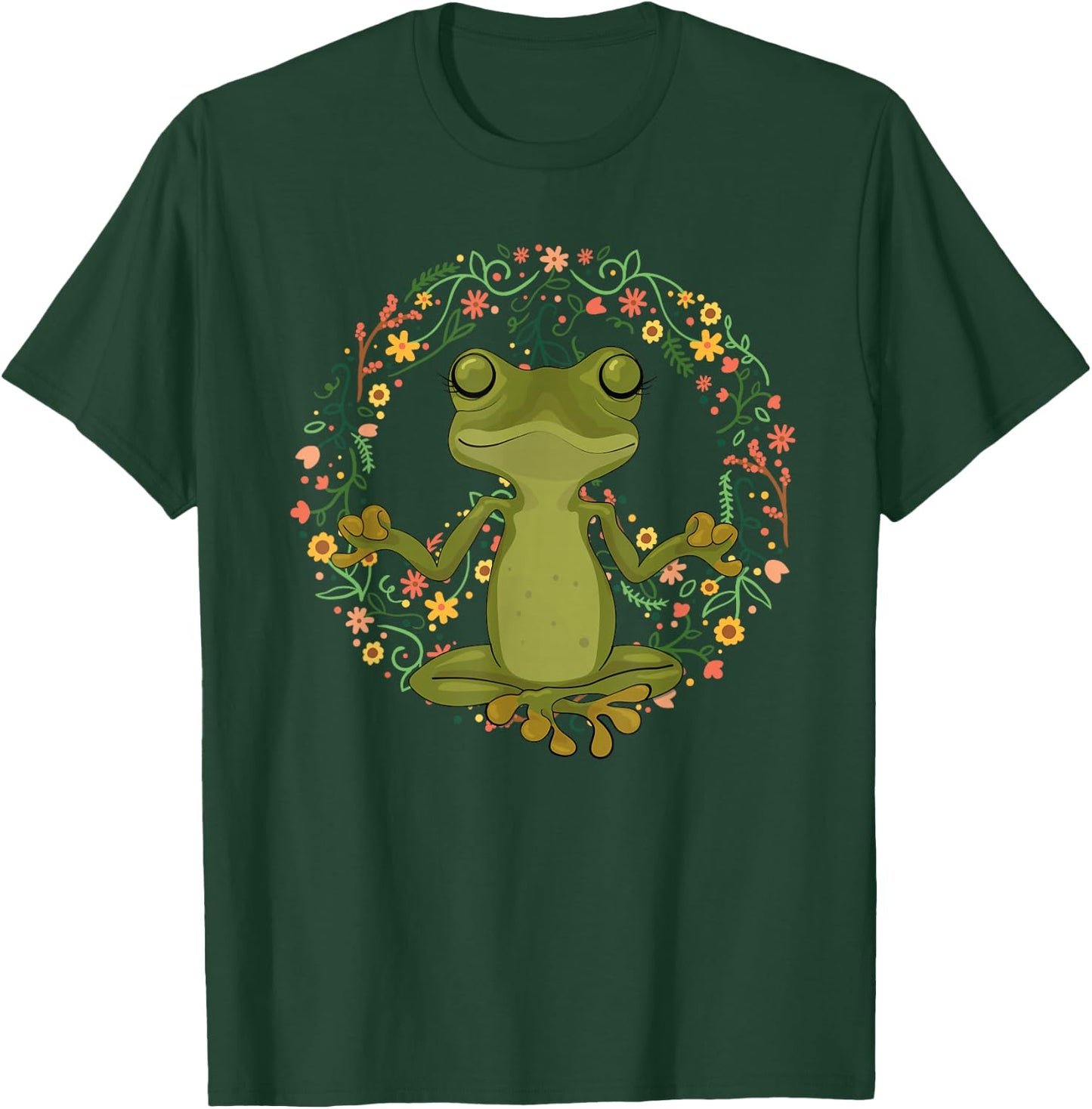 Peace Sign Yoga Frogs Cool Peace Frog Floral T-Shirt - T-Shirt | Forest