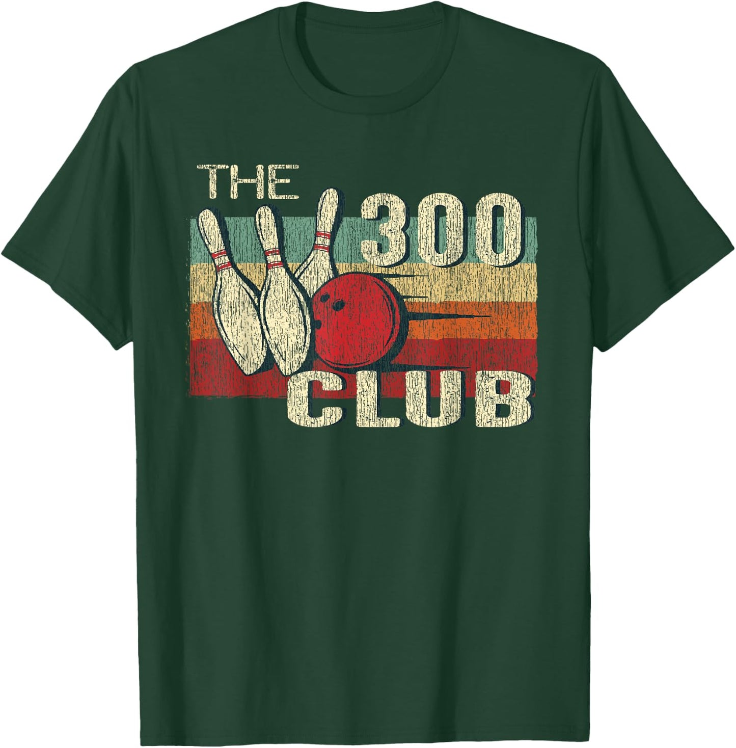 Retro Vintage 300 Club T Shirt - Perfect Bowling Game Shirt T-Shirt - T-Shirt | Forest