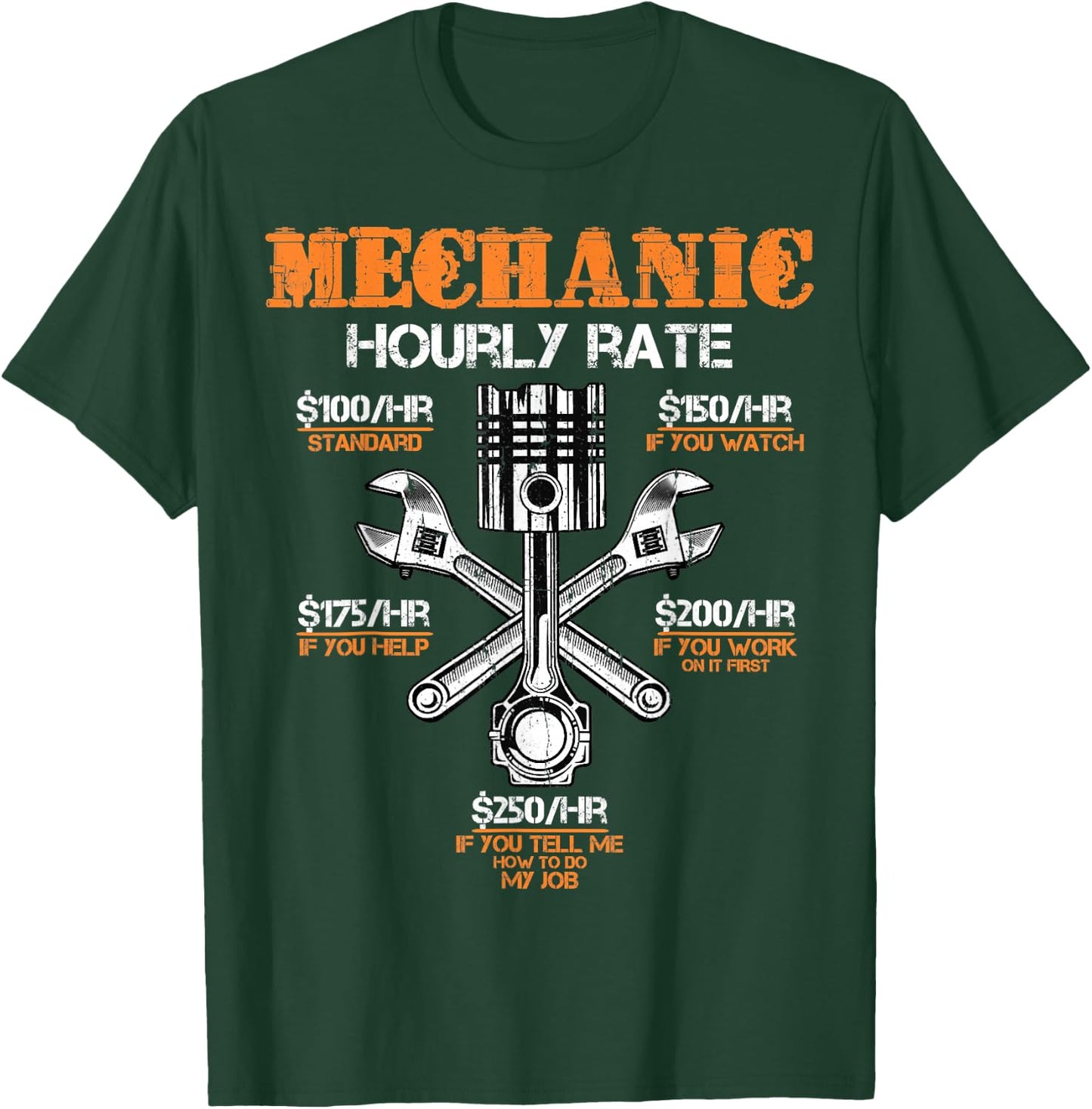 Funny Mechanic Hourly Rate Gift Shirt Labor Rates T-Shirt - T-Shirt | Forest