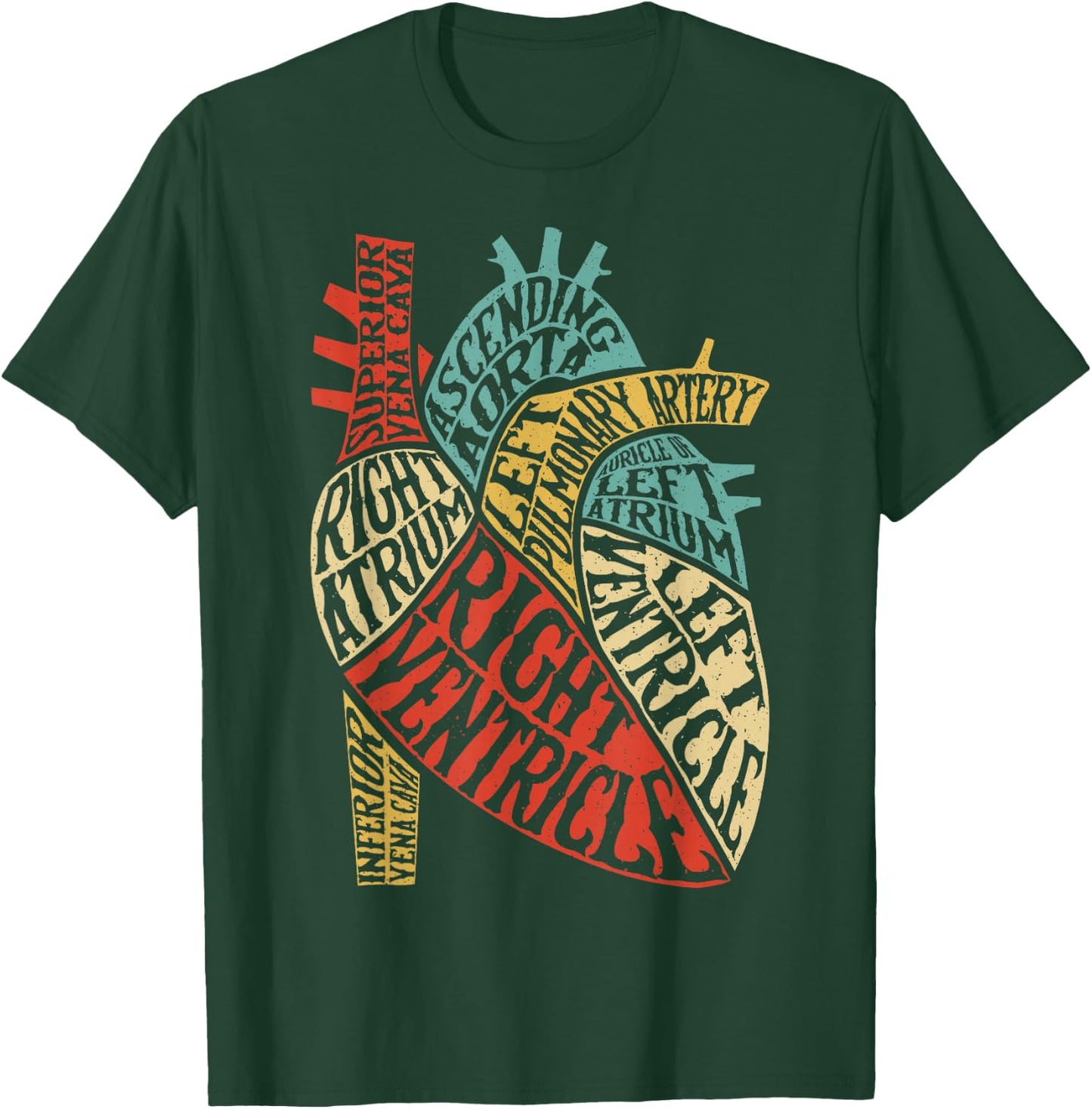 Heart Typography Anatomy Science Biology Biologist Men Women T-Shirt - T-Shirt | Forest