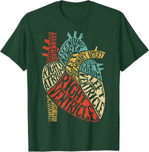 Heart Typography Anatomy Science Biology Biologist Men Women T-Shirt - T-Shirt | Forest