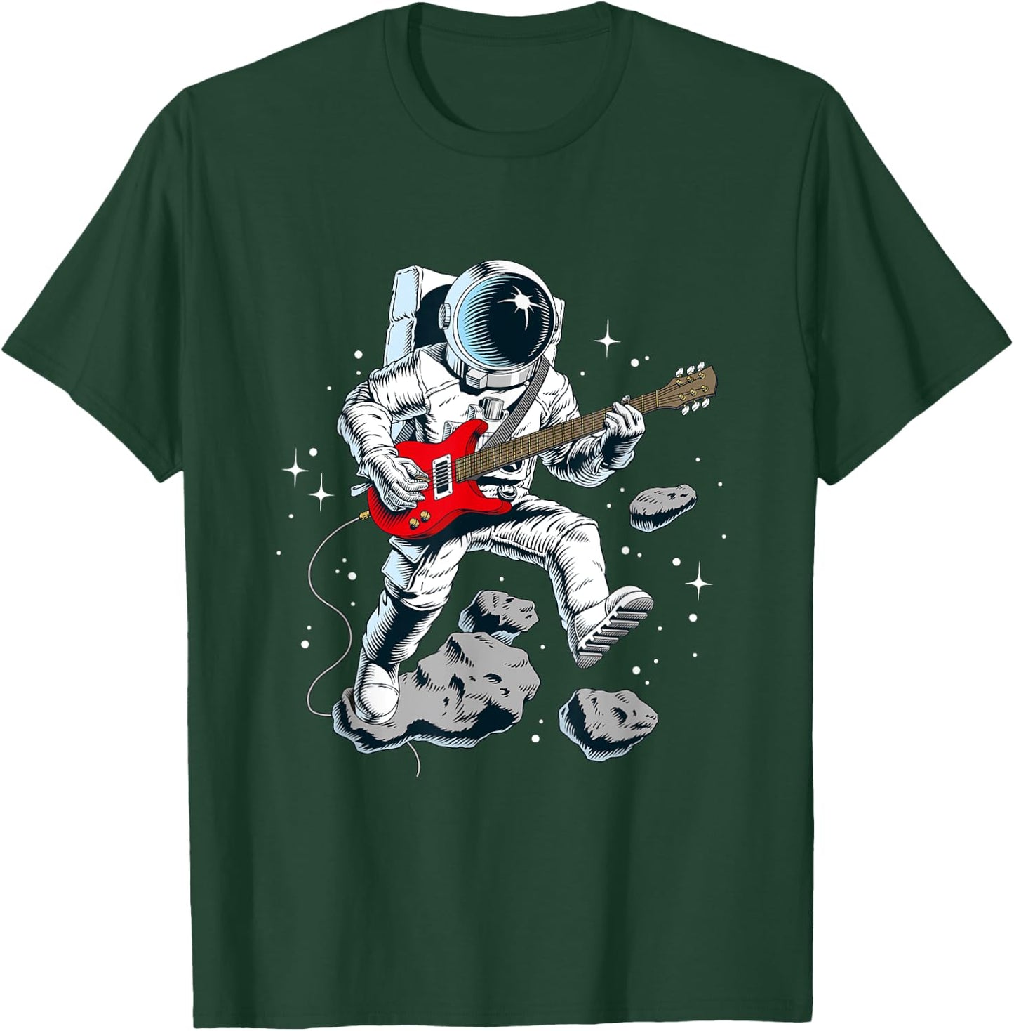 Wear Cool Space Astronaut Rock & Roll Music Guitar Graphic T-Shirt - T-Shirt | Forest
