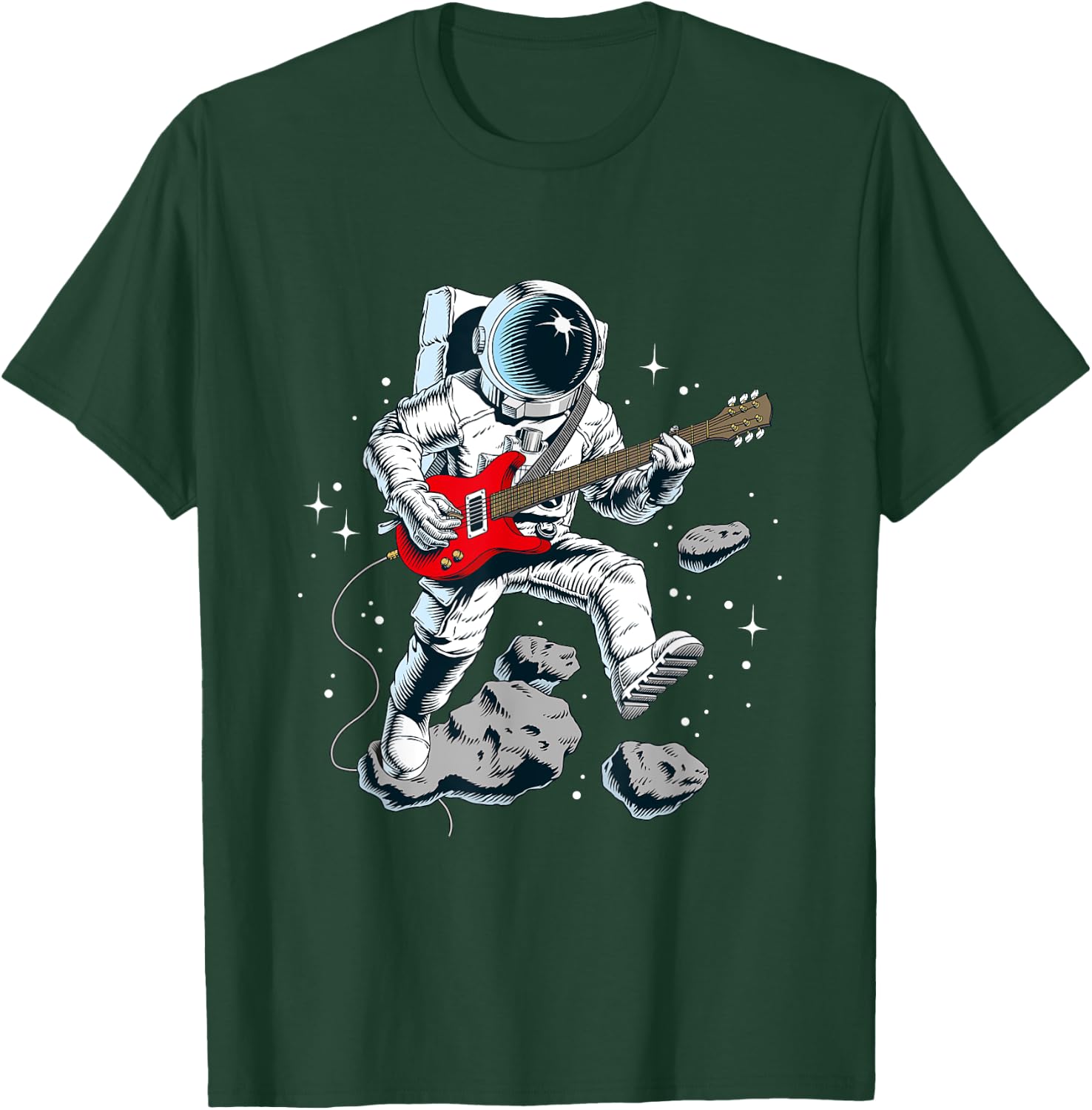 Wear Cool Space Astronaut Rock & Roll Music Guitar Graphic T-Shirt - T-Shirt | Forest