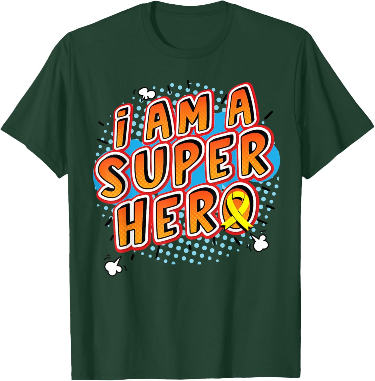 Childhood Cancer I Am A Superhero Ribbon T-Shirt - T-Shirt | Forest