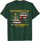USS Ranger CV-61 Aircraft Carrier Veteran Flag Veterans Day T-Shirt - T-Shirt | Forest