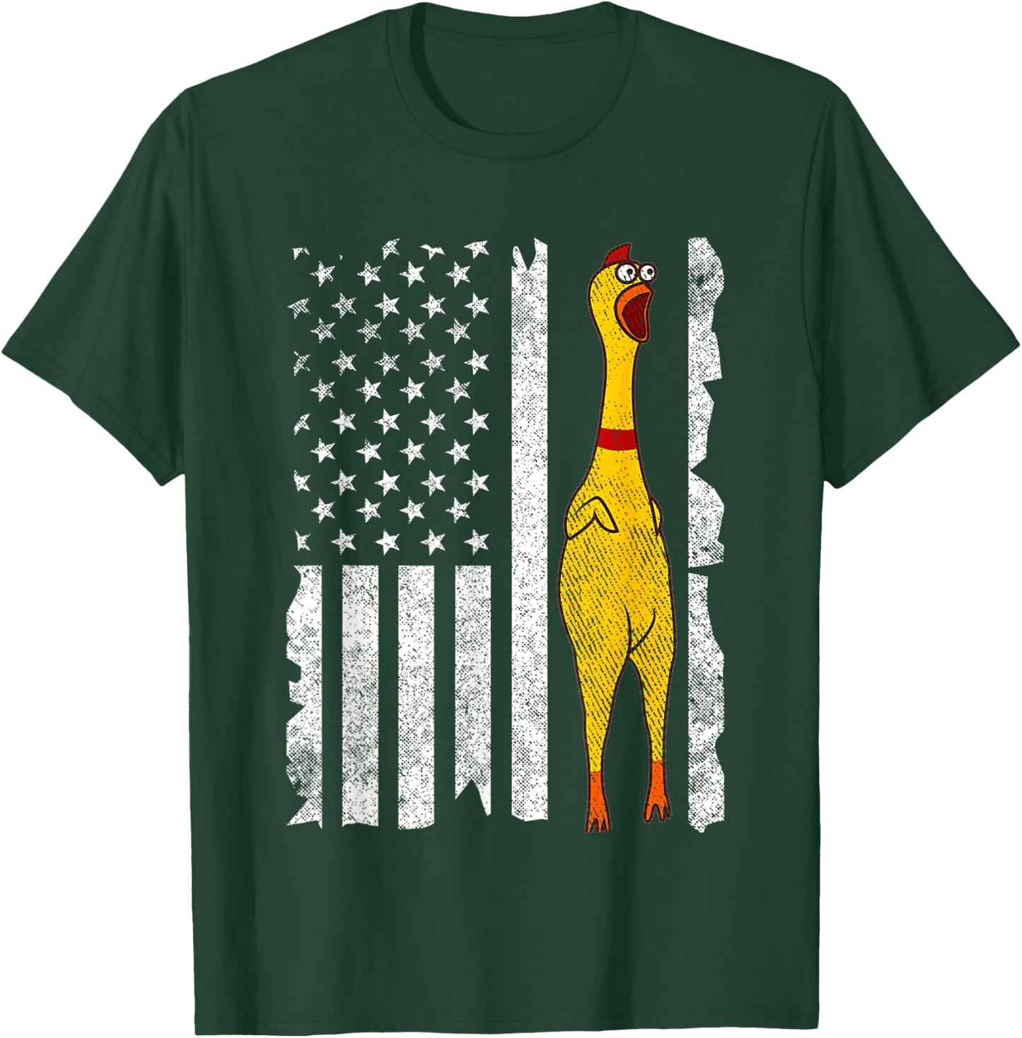 Funny Rubber Chicken Vintage American US Flag Men & Women T-Shirt - T-Shirt | Forest
