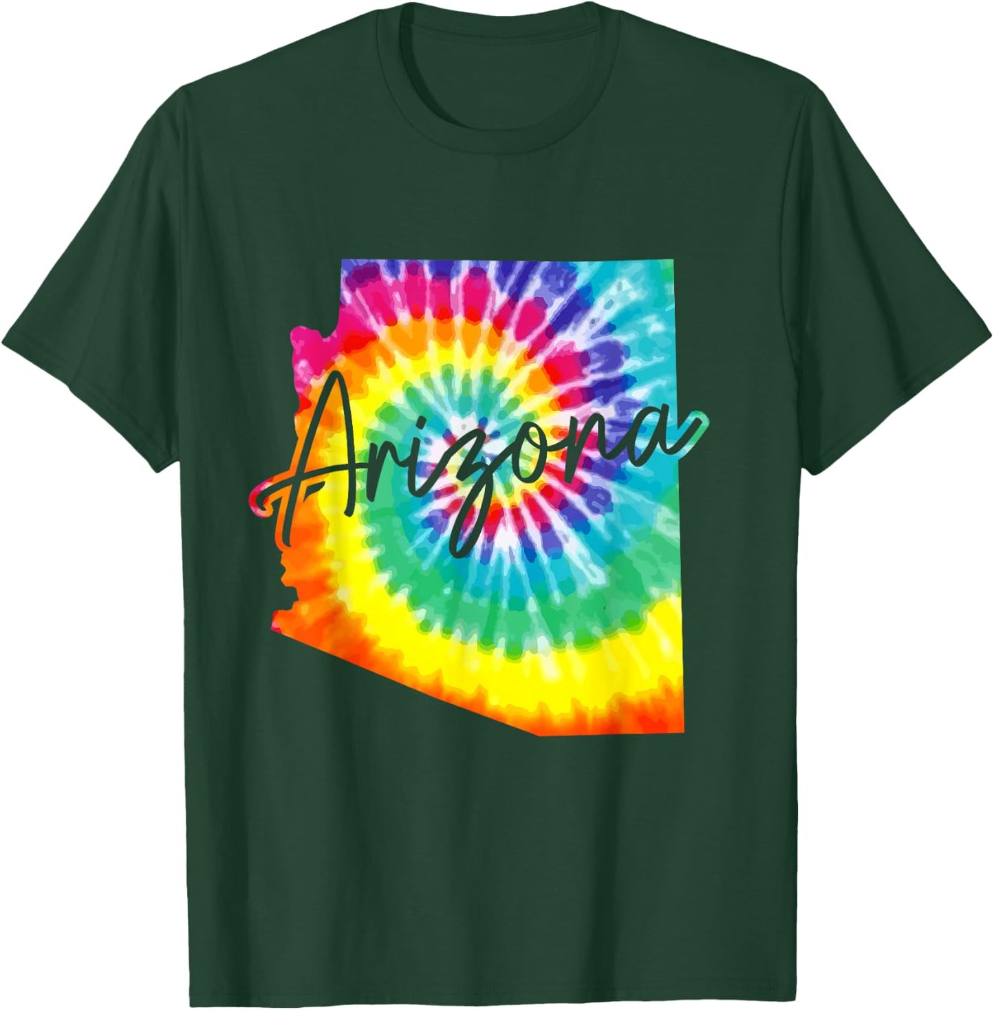 Arizona Tie Dye State Map Pride Hippie Vintage Retro T-Shirt - T-Shirt | Forest