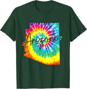 Arizona Tie Dye State Map Pride Hippie Vintage Retro T-Shirt - T-Shirt | Forest