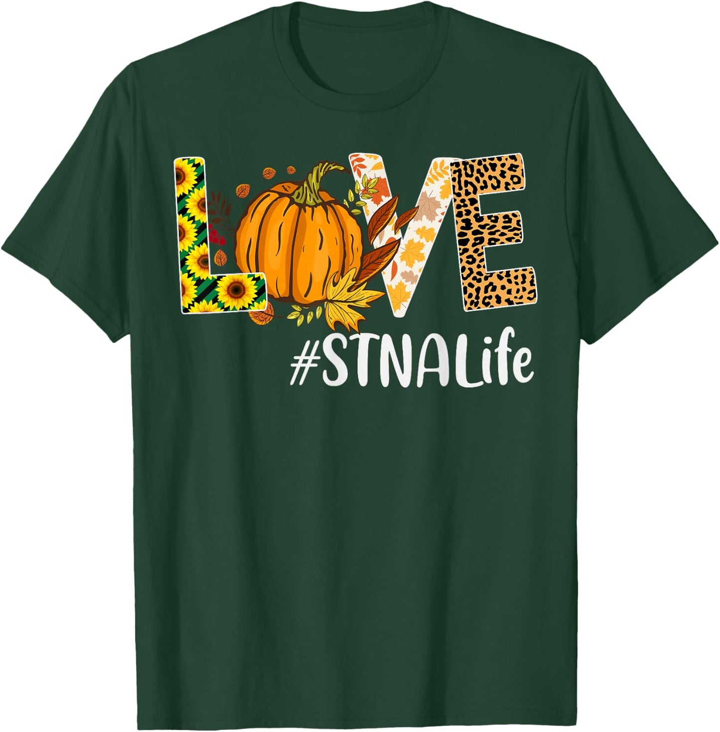 STNA Life Love Fall Pumpkin leopard Halloween Autumn T-Shirt - T-Shirt | Forest