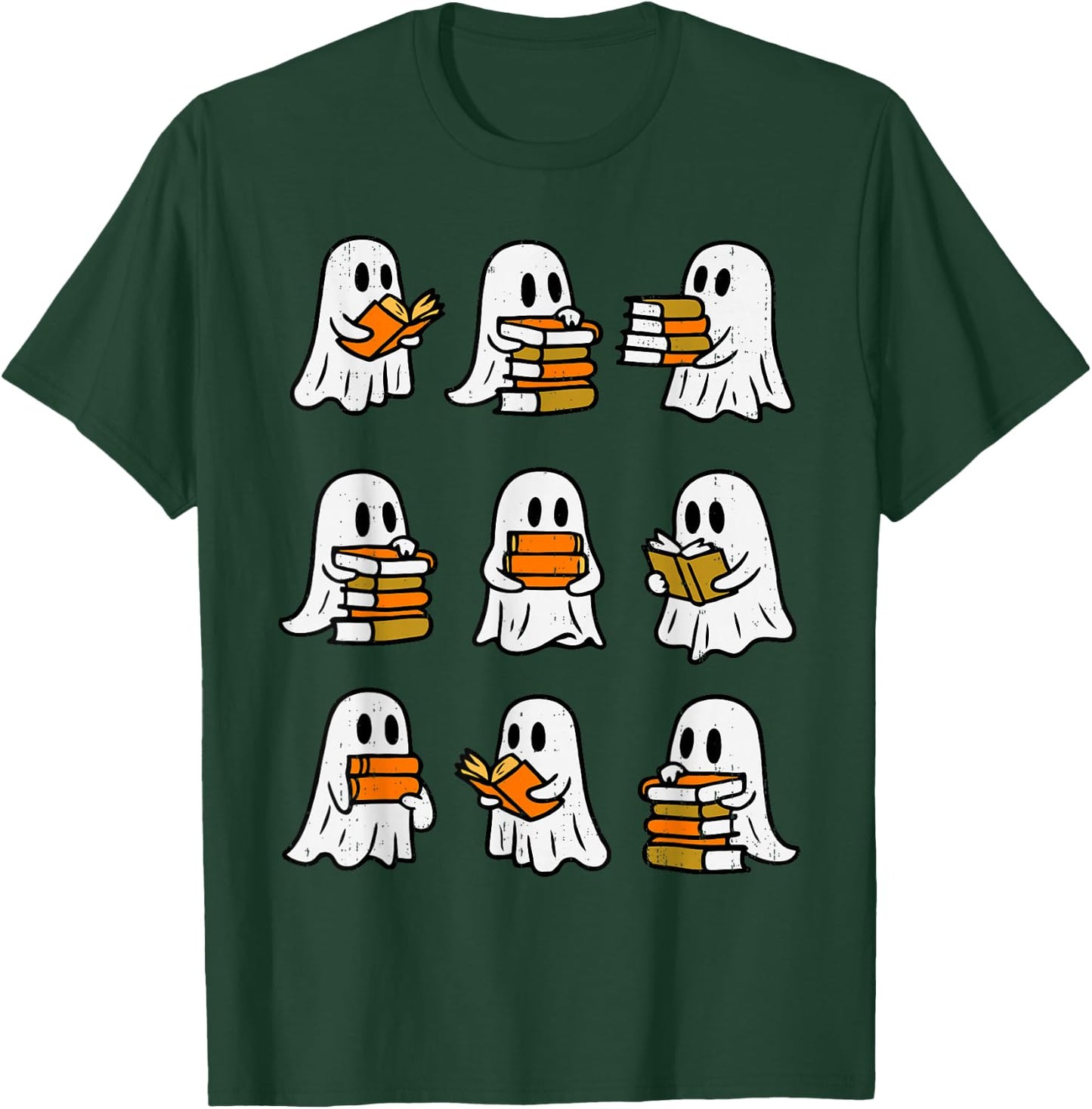 Ghost Reading Book Halloween Librarian Teacher Book Lover T-Shirt - T-Shirt | Forest
