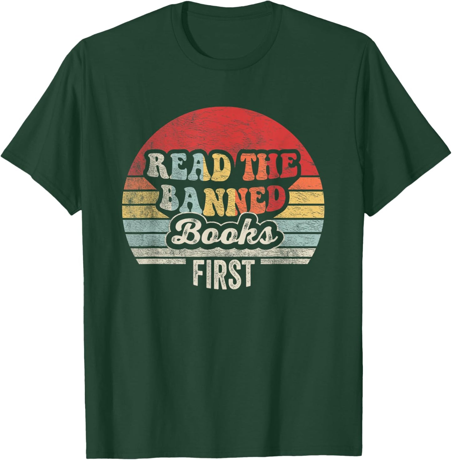 NICE 'N COOL Retro Vintage Read Banned Books First Teacher Librarian , Small, Black T-Shirt - T-Shirt | Forest