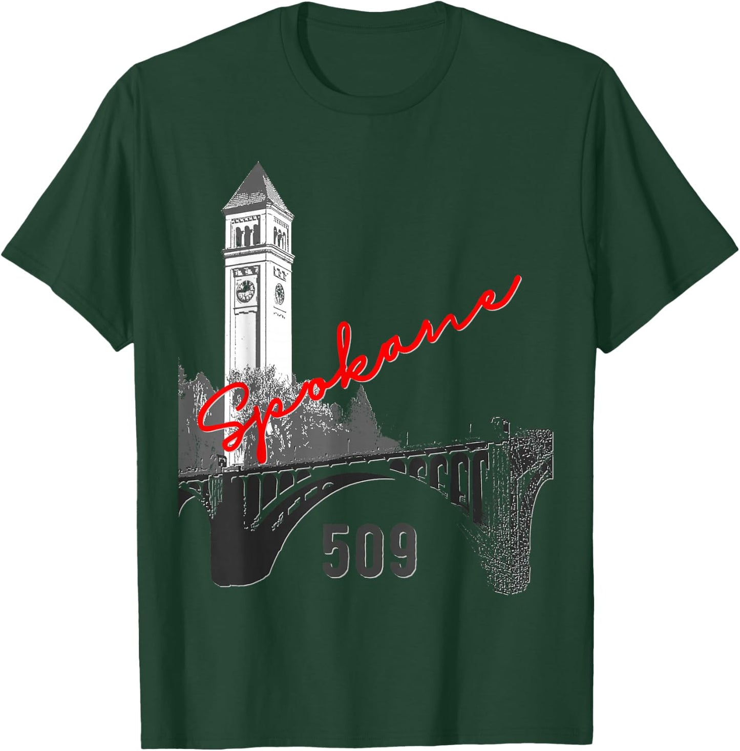 Spokane Clock Tower Monroe Bridge 509 Shirt T-Shirt - T-Shirt | Forest