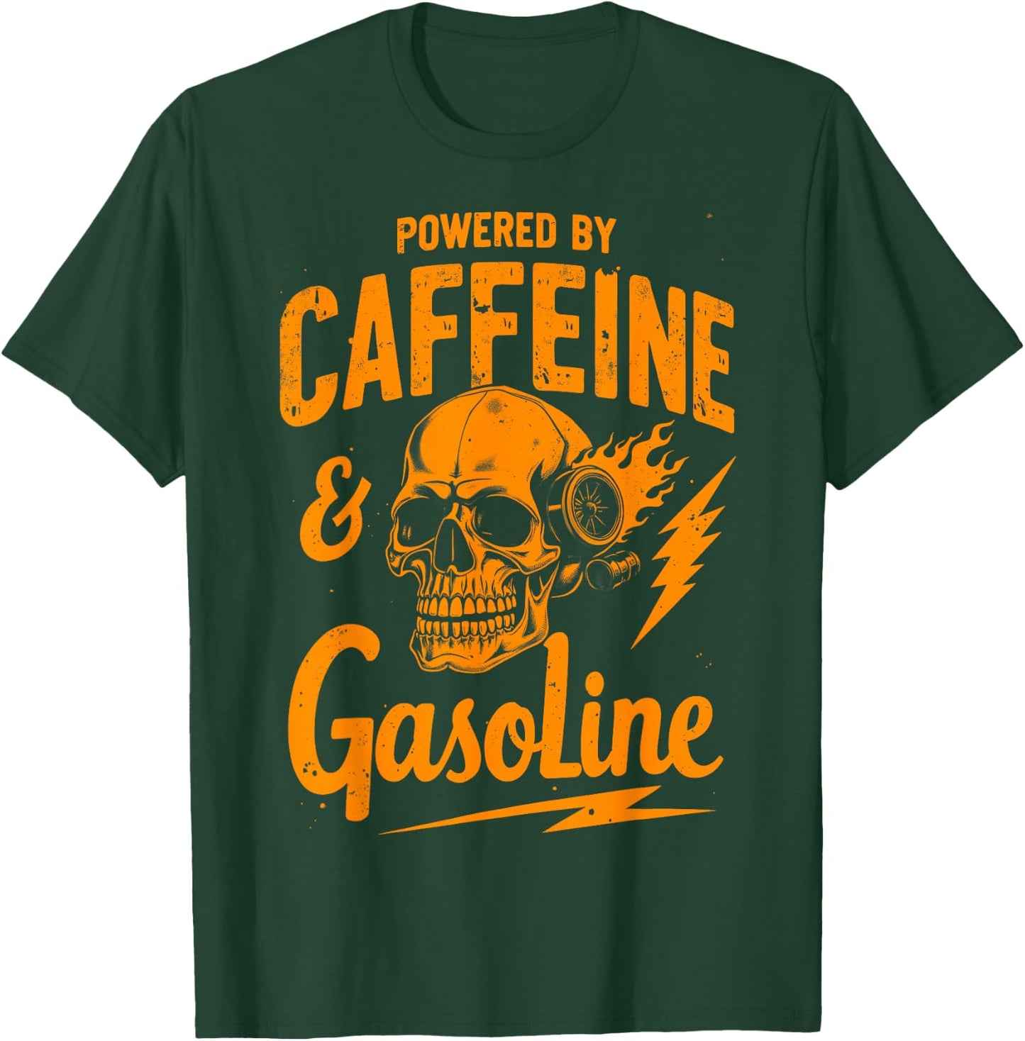 Powered by Caffeine and Gasoline Cool Mechanics T-Shirt - T-Shirt | Forest