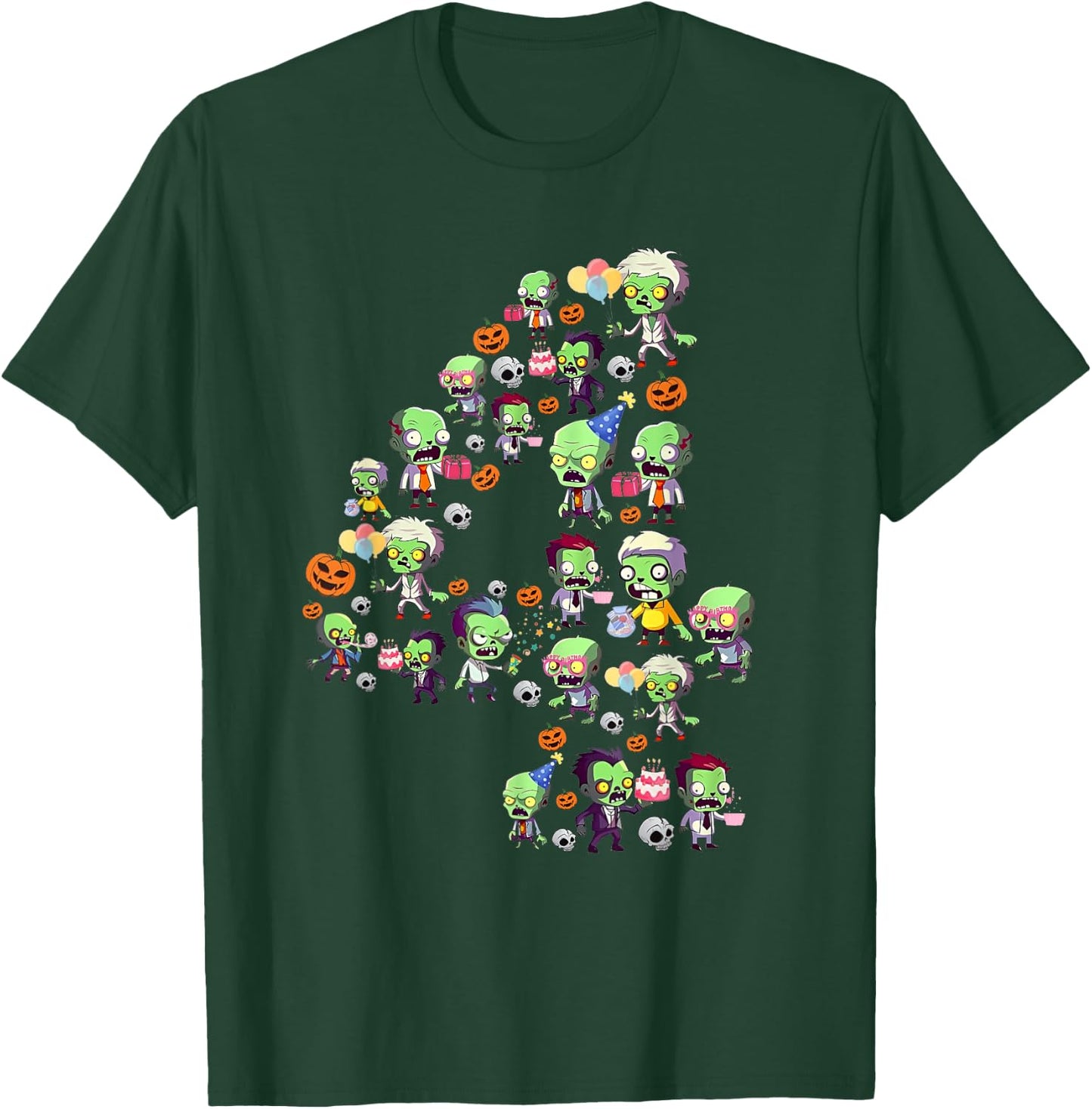 Halloween 4 Years Old Boy It's My 4th Birthday Zombie Lover T-Shirt - T-Shirt | Forest