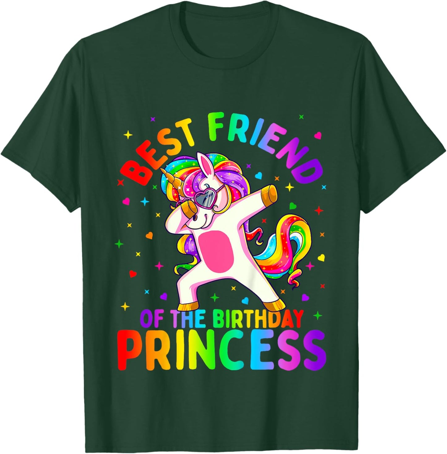 Best Friend of the Birthday Princess Girl Dabbing Unicorn T-Shirt - T-Shirt | Forest