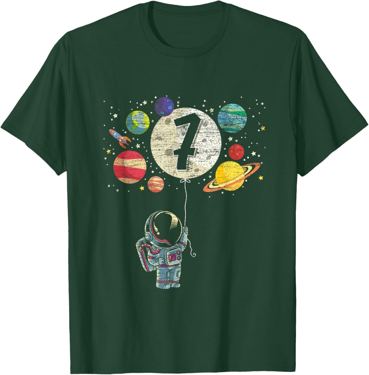 7 Years Old Birthday Boy Gifts Astronaut 7th Birthday T-Shirt - T-Shirt | Forest