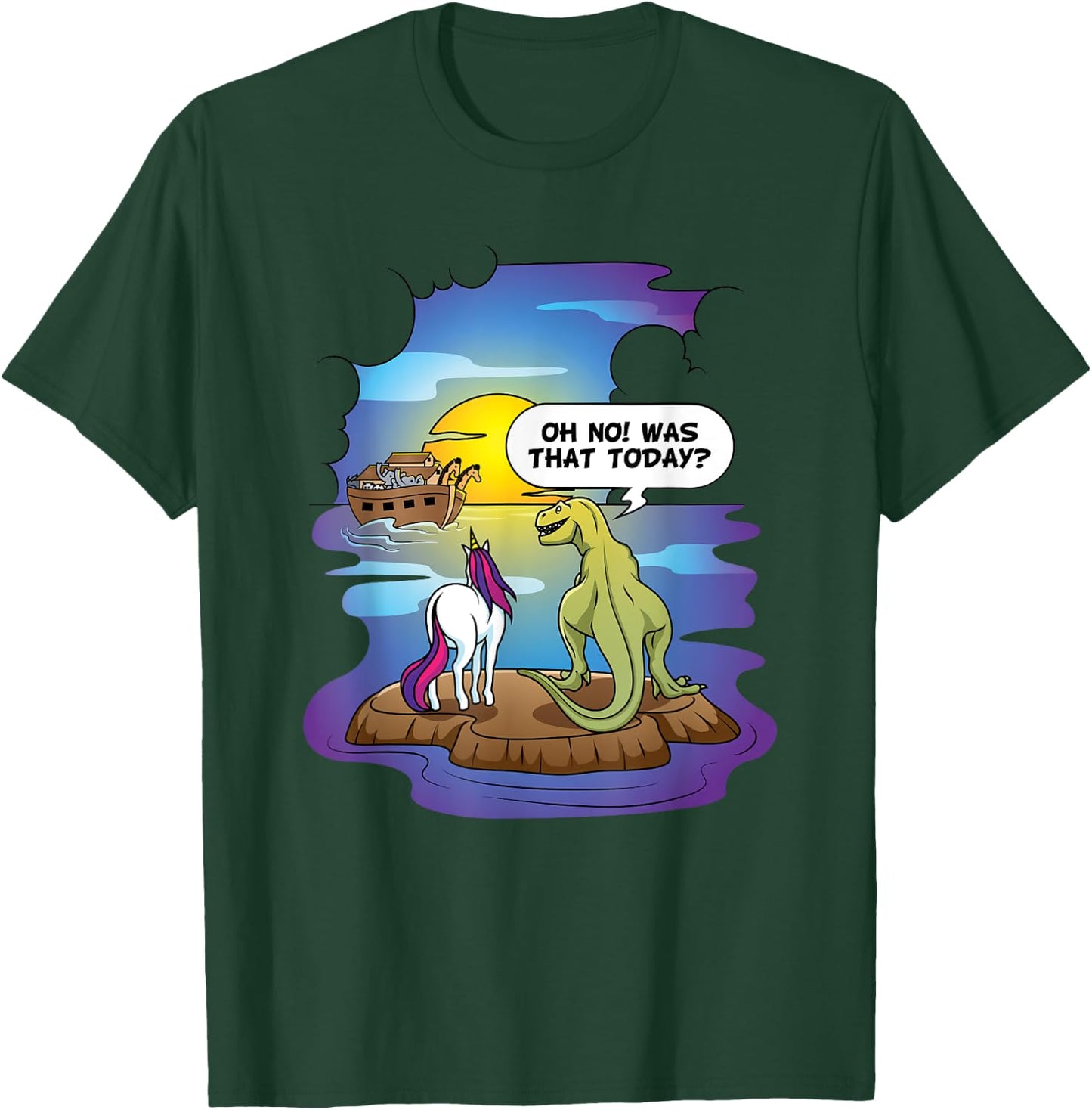 Christian Noah's Ark Bibble Pun Last Unicorn Dinosaur T-Shirt - T-Shirt | Forest