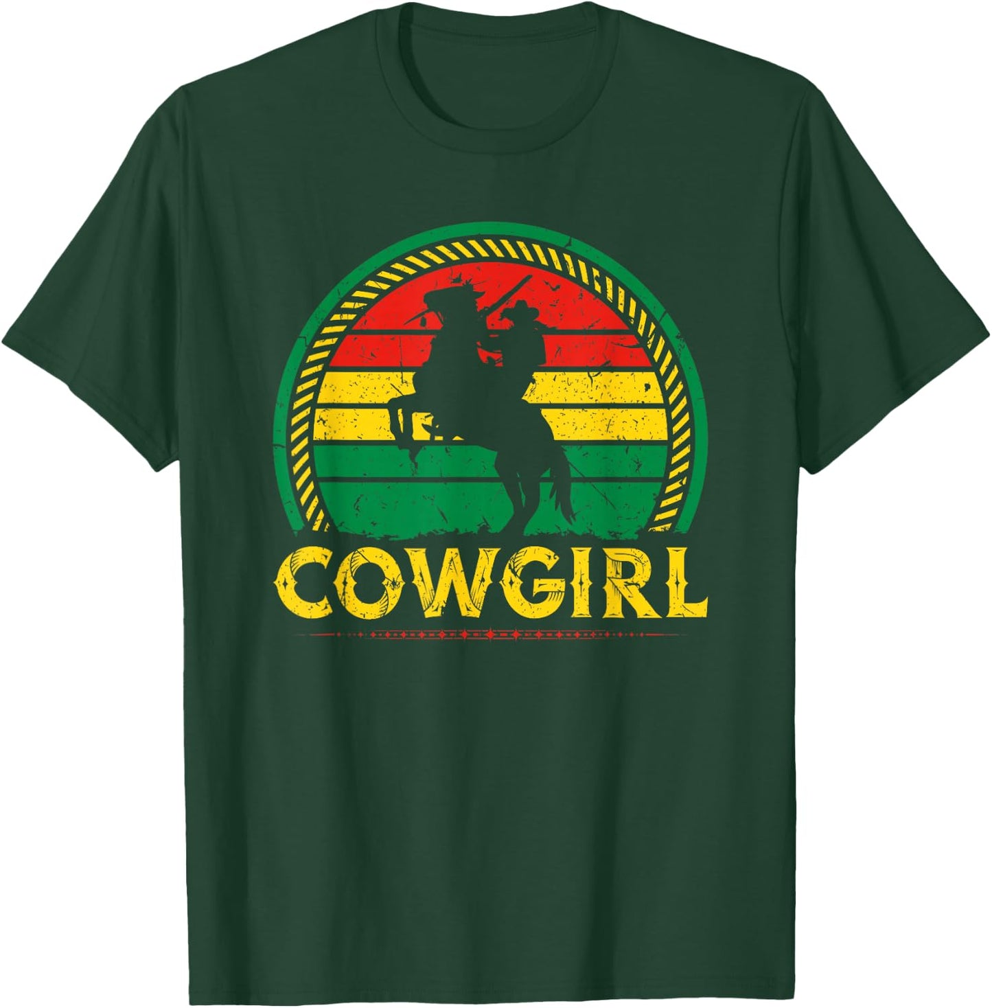 African American Cowgirl Sunset Bucking Horse Country T-Shirt - T-Shirt | Forest