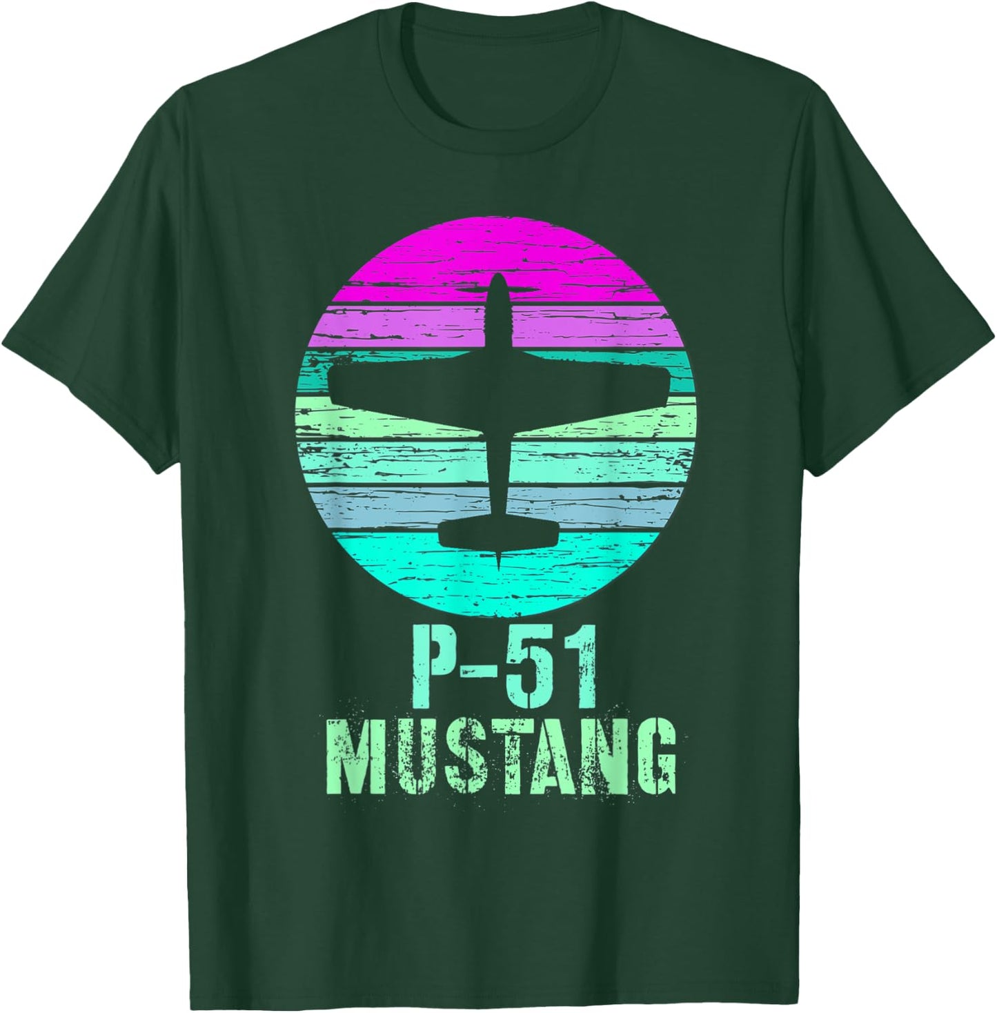 Vintage P-51 Mustang Fighter Plane Military Shirt T-Shirt - T-Shirt | Forest