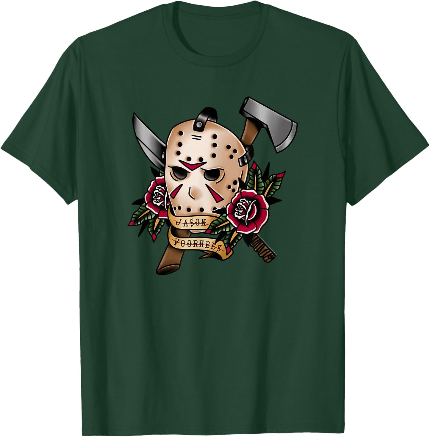 Friday The 13th Jason Classical Art Tattoo Style T-Shirt - T-Shirt | Forest