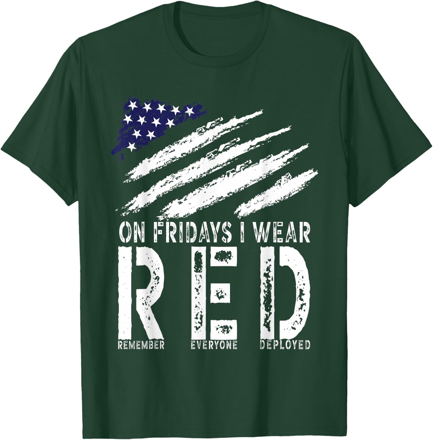 On Fridays I Wear Red USA Support American Troops T-Shirt - T-Shirt | Forest