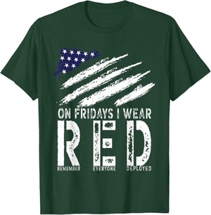 On Fridays I Wear Red USA Support American Troops T-Shirt - T-Shirt | Forest