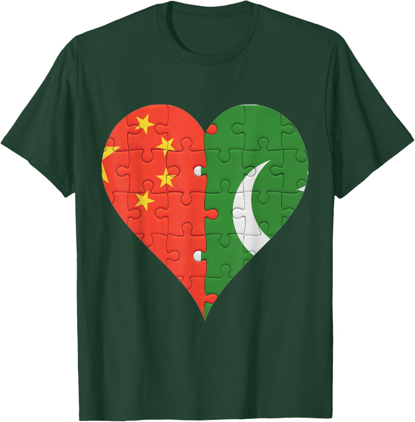 Chinese Pakistani Flag Heart T-Shirt - T-Shirt | Forest