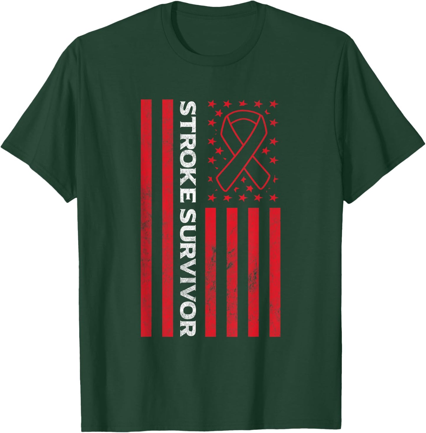 Flag Stroke Awareness Stroke Survivor T-Shirt - T-Shirt | Forest