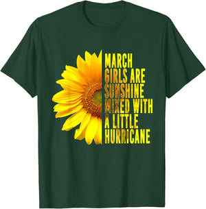 March Women Birthday Cute Sunflower Funny Born in March T-Shirt - T-Shirt | Forest