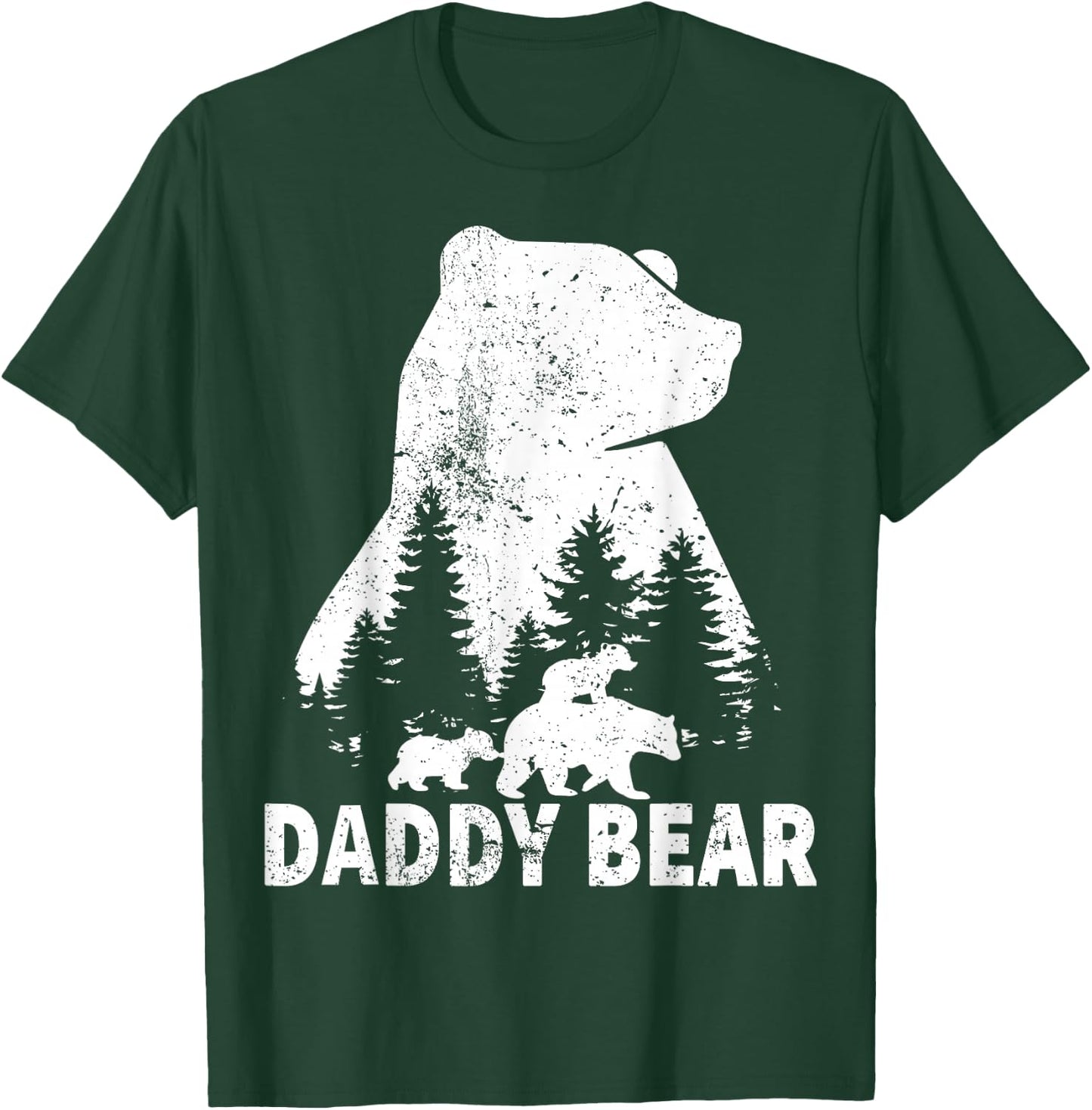 Daddy Bear 2 Cubs Father Day Funny Daddy Bear Twin Dad 2 Kid T-Shirt - T-Shirt | Forest