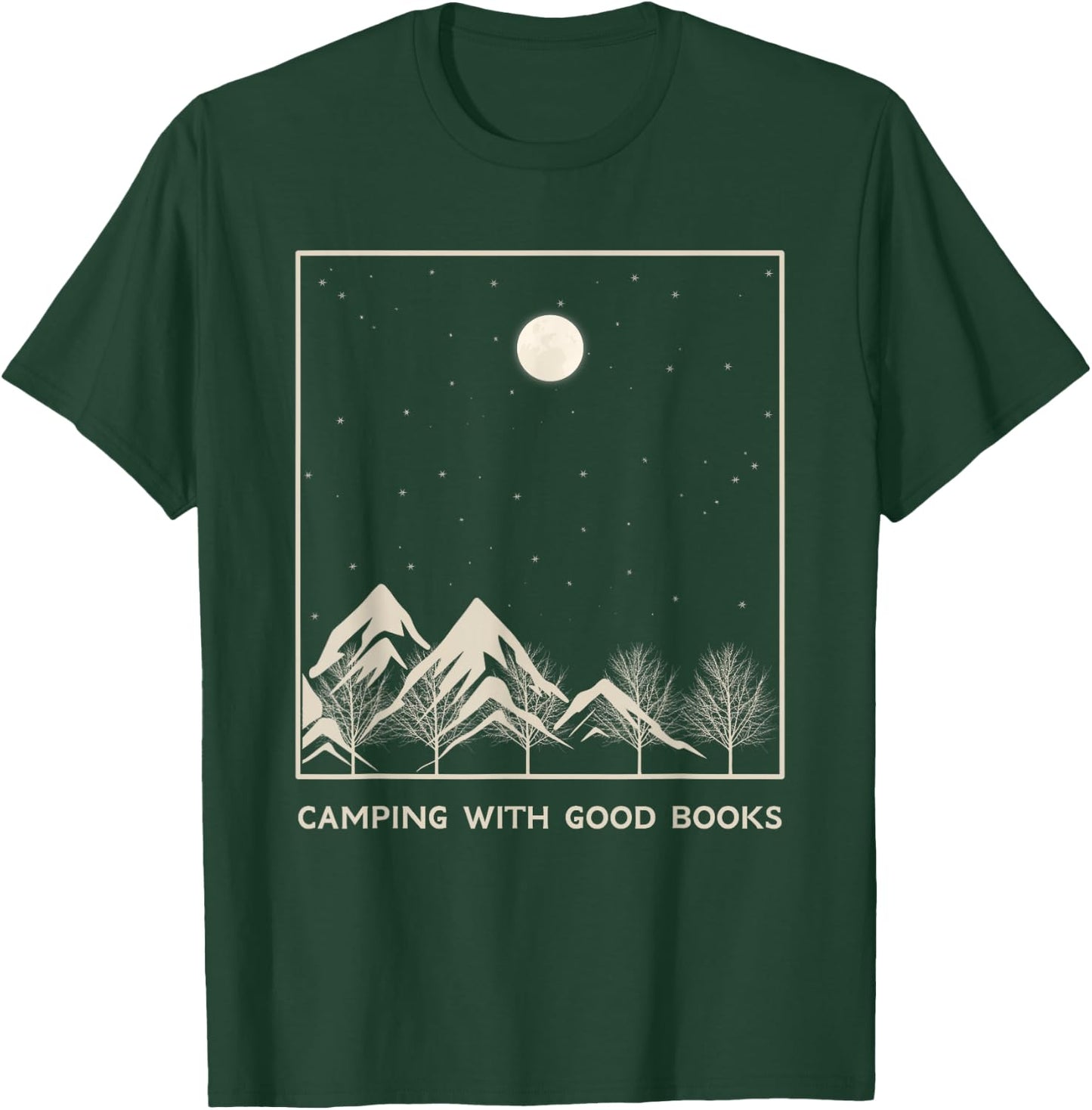 Camping Book Lover Reader Camper Bookworm Librarian Read T-Shirt - T-Shirt | Forest