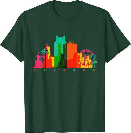 Orlando Skyline Florida Colourful Vintage Orlando FL T-Shirt - T-Shirt | Forest